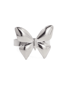 Steel Color Fashion Adjustable Butterfly Stainless Steel Opening Ring