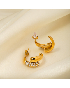 Wholesale INS Style Stainless Steel Earrings C-shaped Double Layer Smooth Earrings 