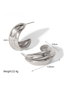 Steel Color 18K Gold Plated C-shaped Earrings Large Size Stainless Steel Earrings 
