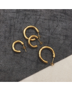 Wholesale Stainless Steel Earrings Casual Simple Style C Shaped Smooth 18K Gold Plated Small Earrings For Women