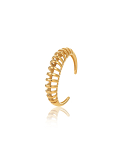 Simple Style Plated 18K Gold C-shaped Hollow Spring Stainless Steel Bracelet