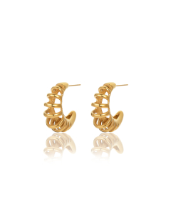 Non-fading Plated 18K Gold C-shaped Hollow Spring Stainless Steel Earrings
