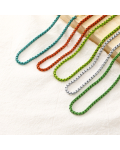 Wholesale Stainless Steel Neckalce Chains Niche INS Color Square Pearl Chain Bohemian Style Candy Color Clavicular Chain
