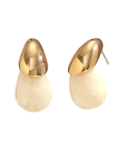 White Candy Color Summer Style Resin Water Drop Stainless Steel Earring 