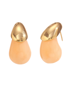 Orange Candy Color Summer Style Resin Water Drop Stainless Steel Earring 