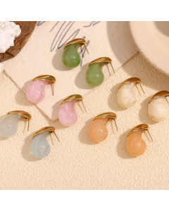 Wholesale Stainless Steel Earrin Candy Color Resin Water Drop Earrings