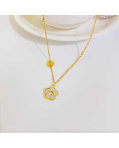 Stainless Steel Chain Plated 18k Gold With Lucky Shell Flower Necklace CA7810119