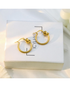 Wholesale Stainless Steel Earrings Plated 18K Gold Circle Knot Earrings 
