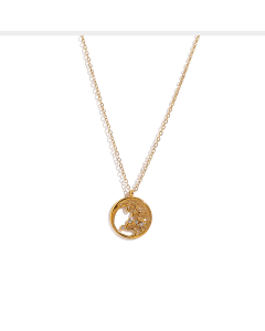Simple Style Women Hollow Out Tree Of Life Stainless Steel Circular Pendant Clavicular Chain