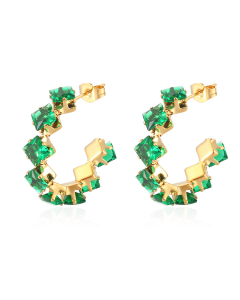 Trendy Minimalism Stainless Steel Square Claw Zirconia Earrings Titanium Steel Colorful Diamond Earrings 