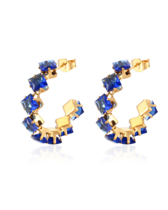 Trendy Minimalism Stainless Steel Square Claw Zirconia Earrings Titanium Steel Colorful Diamond Earrings 