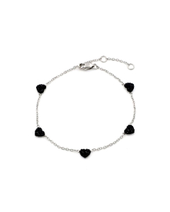 Black Zircon Inlaid Love Stainless Steel Bracelet 