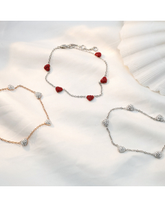 Minimalism Sweet Color Zircon Inlaid Love Stainless Steel Bracelet
