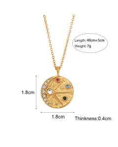 Stainless Steel Colorful Zircon Crescent And Sun Necklace LY881018-5