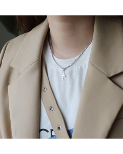 Wholesale Fine Jewelry Set Cross Plane Splicing Star Chain Bracelet Necklace-Necklace-Steel Color