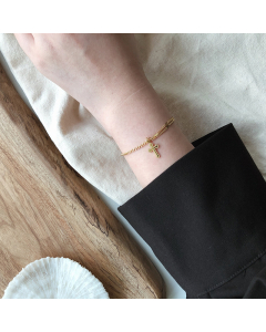 Wholesale Fine Jewelry Set Cross Plane Splicing Star Chain Bracelet Necklace-Bracelet-Gold Color