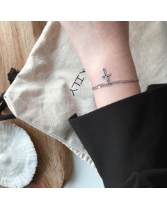 Wholesale Fine Jewelry Set Cross Plane Splicing Star Chain Bracelet Necklace-Bracelet-Steel Color