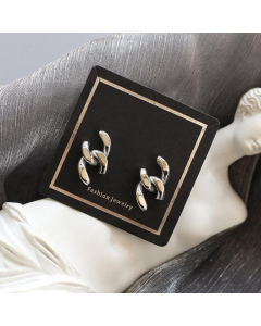 Casual Non-fading Cuban Chain Stitching Earrings Stainless Steel Earrings 