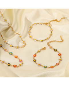 Sweet Colorful Daisy Choker Stainless Steel Clavicle Chain Necklace Bracelet