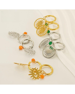 Wholesale Stainless Steel Earrings Niche Fashion Devil's Eye Earrings Natural Stone Pendant Earrings