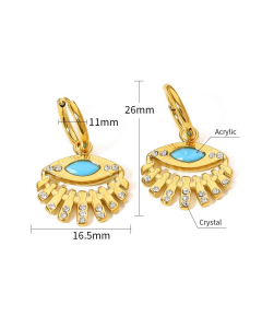 French Style Devil's Eye Earrings Plated 18K Gold Stainless Steel Earrings