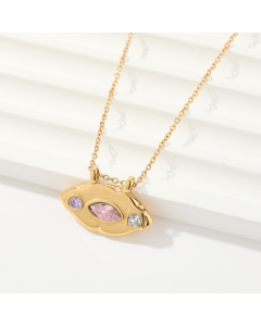 Devil's Eye Diamond Inlaid Sweater Chain Stainless Steel Pendant Necklace