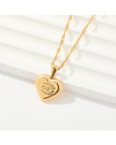 Heart Devil's Eye Diamond Inlaid Sweater Chain Stainless Steel Pendant Necklace 