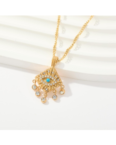 Personalized Devil's Eye Diamond Inlaid Sweater Chain Wholesale Stainless Steel Pendant Necklace 