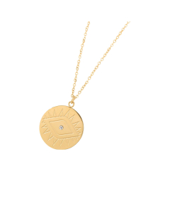 Minimalism Round Devil's Eye Diamond Inlaid Sweater Chain Stainless Steel Pendant Necklace 