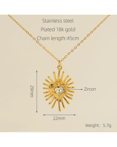 Female Niche Elegant Diamond Heart Flower Zircon Inlaid Necklace Stainless Steel Neckalce 