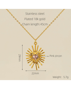 Niche Elegant Diamond Heart Flower Zircon Inlaid Necklace Stainless Steel Neckalce 