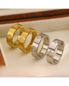 Wholesale Stainless Steel Ring Fashion Vintage Plated 18K Gold Diamond Inlaid Love Ring