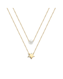 Stainless Steel Double-layer Necklace-Gold-CA7810014