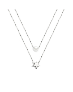 Stainless Steel Double-layer Necklace-Steel-CA7810014