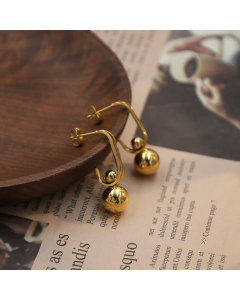 Wholesale Stainless Steel Earrings Popular Personality Double J Splicing Beads Pendant Plated 18K Gold Earrings
