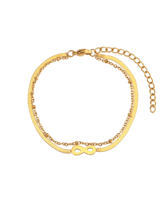 Minimalism Gold Plated Double Layer Infinity Charm Titanium Steel Bracelet