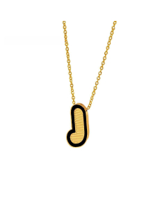 Wholesale Stainless Steel Necklace Dripping Oil Letter Pendant Necklace-J-Black