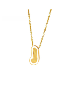Wholesale Stainless Steel Necklace Dripping Oil Letter Pendant Necklace-J-White