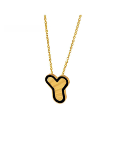 Wholesale Stainless Steel Necklace Dripping Oil Letter Pendant Necklace-Y-Black