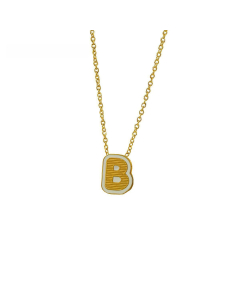 Wholesale Stainless Steel Necklace Dripping Oil Letter Pendant Necklace-B-White