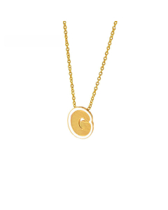 Wholesale Stainless Steel Necklace Dripping Oil Letter Pendant Necklace-G-White