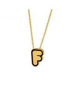 Wholesale Stainless Steel Necklace Dripping Oil Letter Pendant Necklace-F-Black