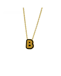 Wholesale Stainless Steel Necklace Dripping Oil Letter Pendant Necklace-B-Black