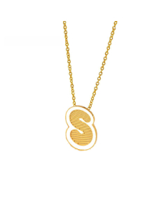 Wholesale Stainless Steel Necklace Dripping Oil Letter Pendant Necklace-S-White