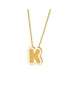 Wholesale Stainless Steel Necklace Dripping Oil Letter Pendant Necklace-K-White