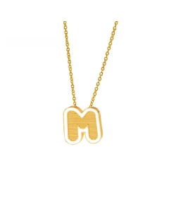 Wholesale Stainless Steel Necklace Dripping Oil Letter Pendant Necklace-M-White