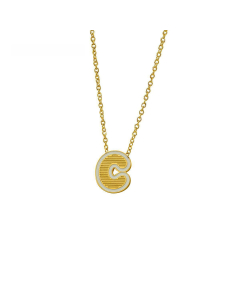 Wholesale Stainless Steel Necklace Dripping Oil Letter Pendant Necklace-C-White