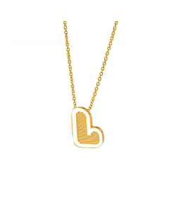 Wholesale Stainless Steel Necklace Dripping Oil Letter Pendant Necklace-L-White