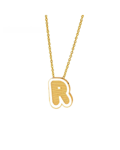 Wholesale Stainless Steel Necklace Dripping Oil Letter Pendant Necklace-R-White