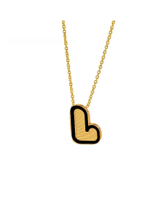 Wholesale Stainless Steel Necklace Dripping Oil Letter Pendant Necklace-L-Black